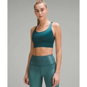 NWT Lululemon Energy Longline Bra *Medium Support *Foil Storm Teal Size 10